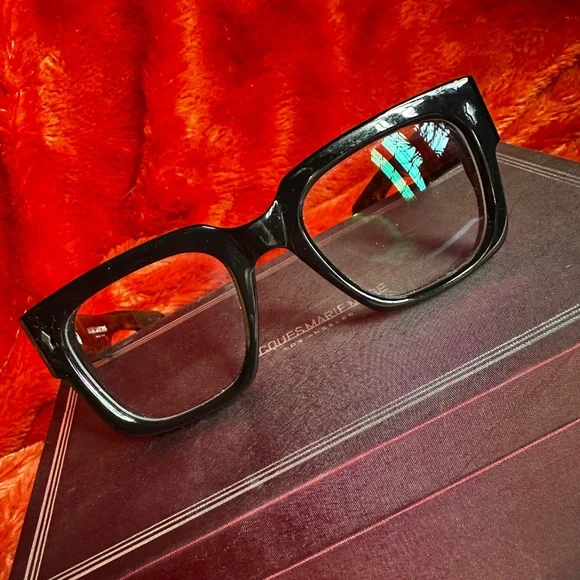 Jacques Marie Mage Men’s Black Thick-Rimmed Glasses with tortoiseshell arms - Picture 2 of 16